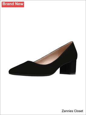 ✨ DREAM PAIRS Women's Chunky Low Block Heel Pointed Toe Pumps Slip On Dress